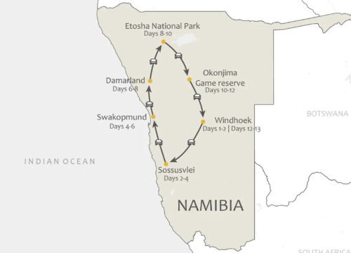 How far are the driving distances between major Namibia destinations? How far are the driving distances between major Namibia destinations?